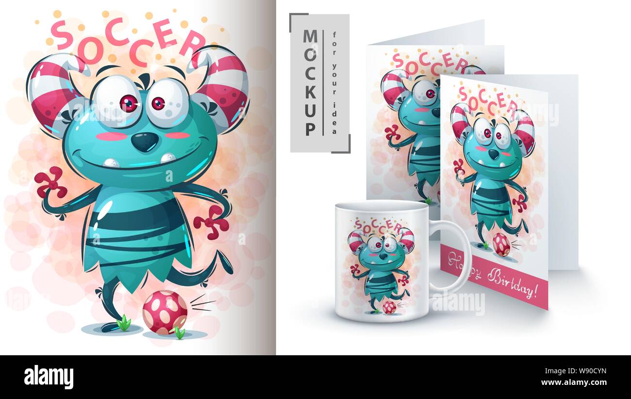 Download Monster Play Soccer Mockup For Your Idea Stock Vector Image Art Alamy