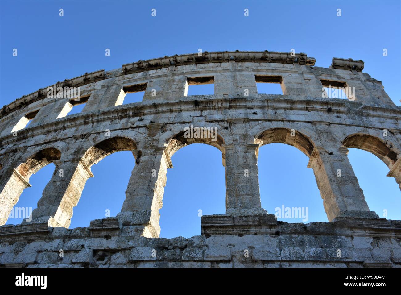 Ancient Roman amphitheater in Pula, Istria, Croatia (Pula arena) Stock Photo