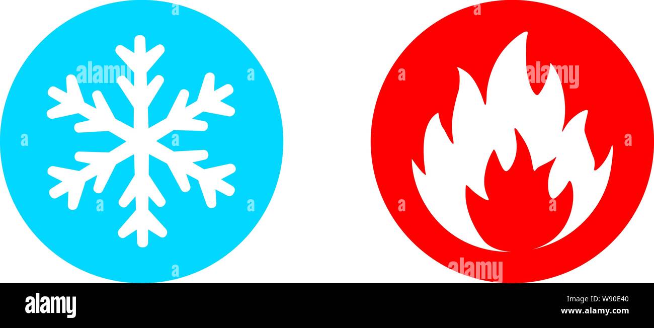 Hot and cold vector icon set on white background Stock Vector Image