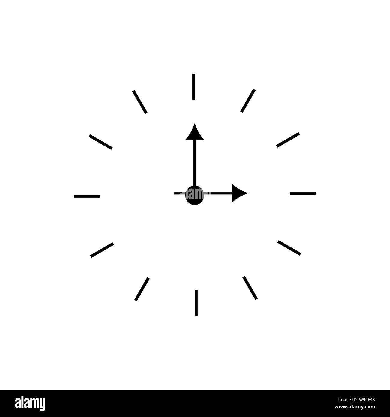 Vector simple classic black and white round wall clock. Vector ...