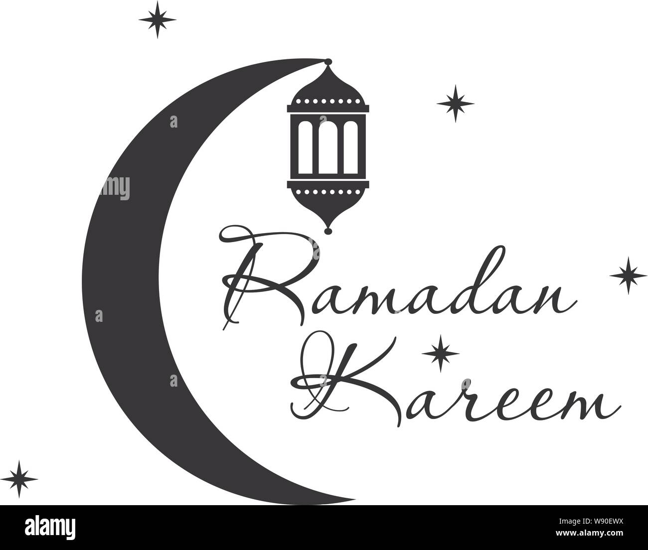 Ramadan Kareem islamic design crescent moon and mosque dome silhouette ...