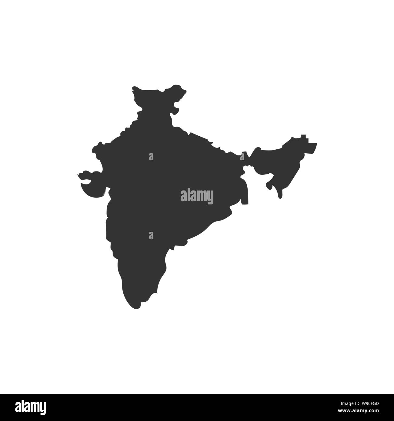 India map with shadow - Vector illustration Stock Vector