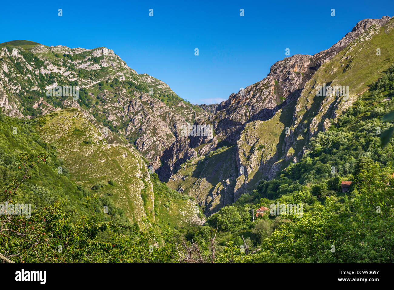 Sierra de Canaiva, Sierra de Maranguero, Rio Ponga gorge, Cordillera Cantabrica, near San Juan de Beleño, Ponga Natural Park, Asturias, Spain Stock Photo