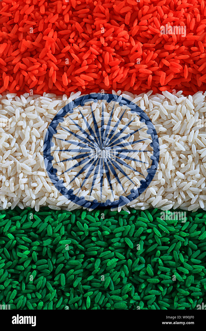 Rice representing Indian Flag Stock Photo Alamy
