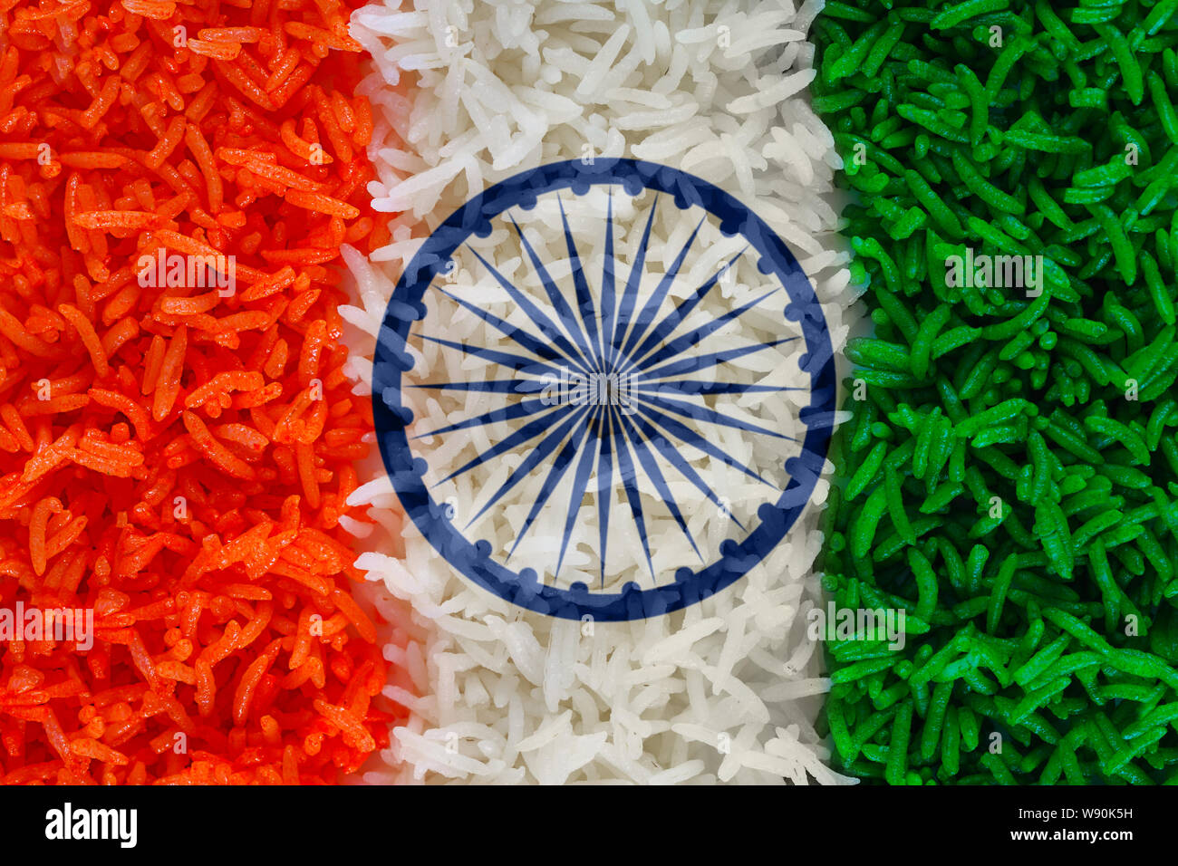 Rice representing Indian Flag Stock Photo