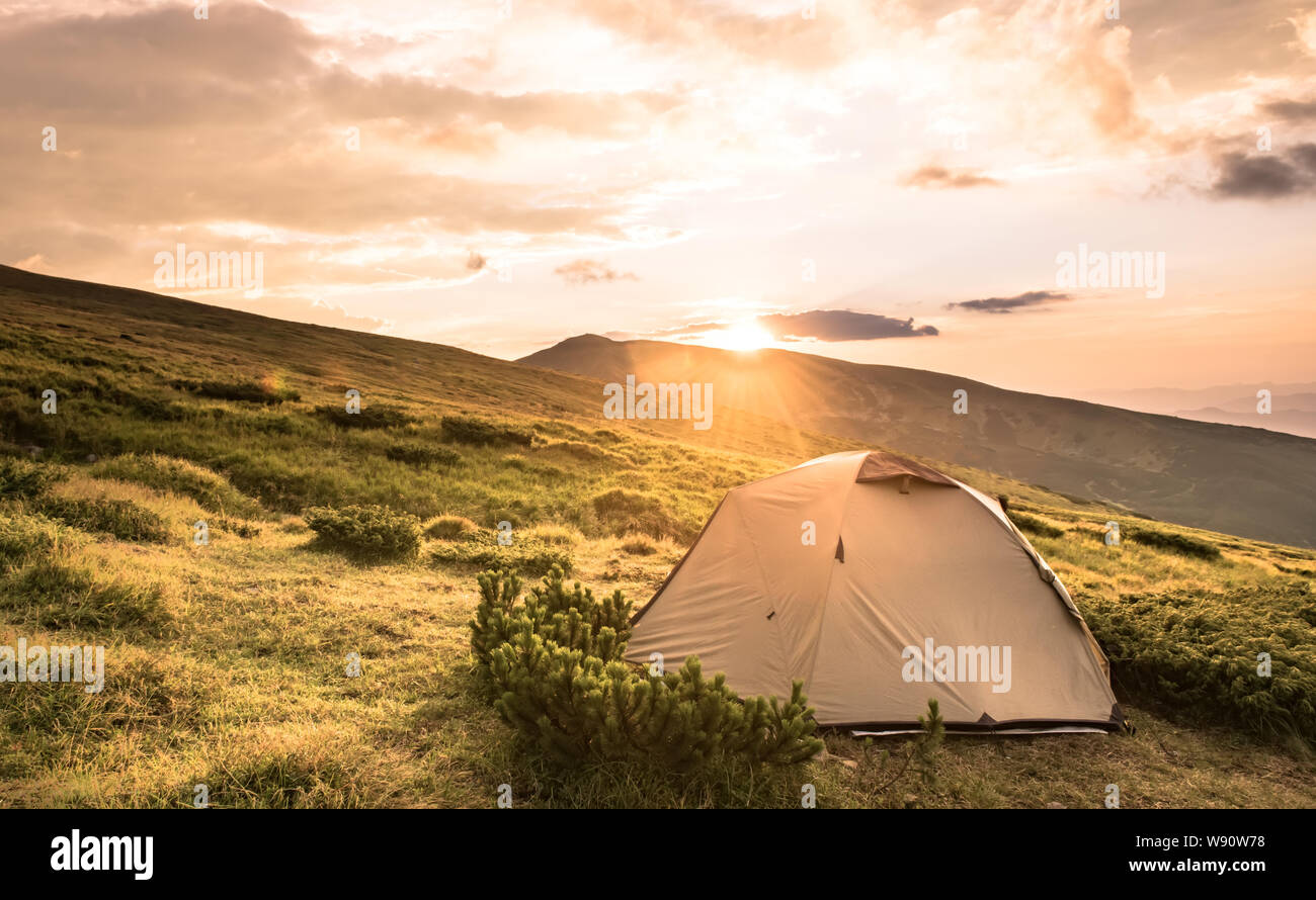 Camping Tent In Morning Sun Ray Active Lifestyle Tatra Mountains Zakopane Poland Stock Photo Alamy