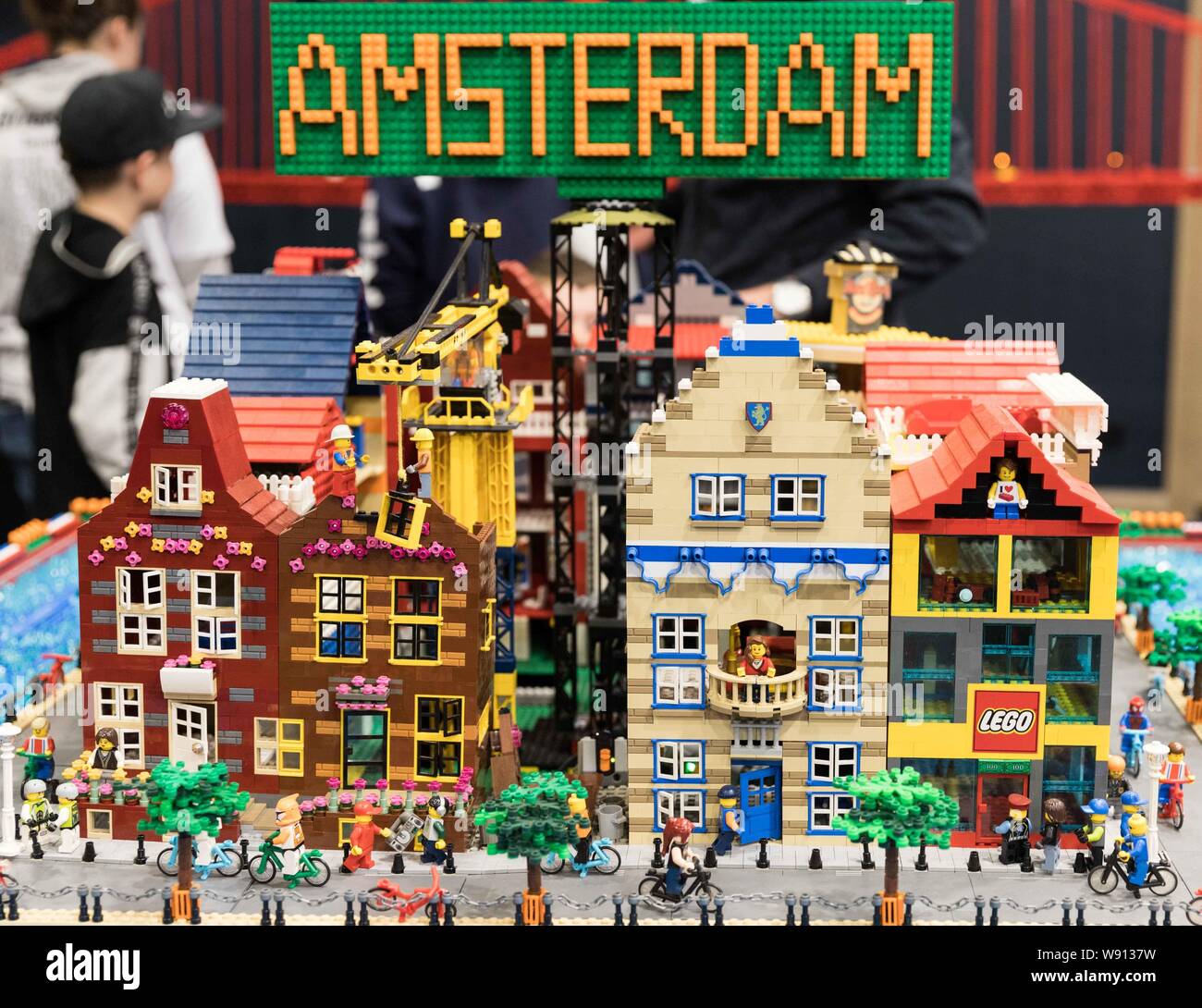 Canberra, Australia. 11th Aug, 2019. LEGO works showing the city Amsterdam  is displayed at the Brick Expo in Canberra, capital of Australia, Aug. 11,  2019. Held in the Hellenic Club of Canberra,