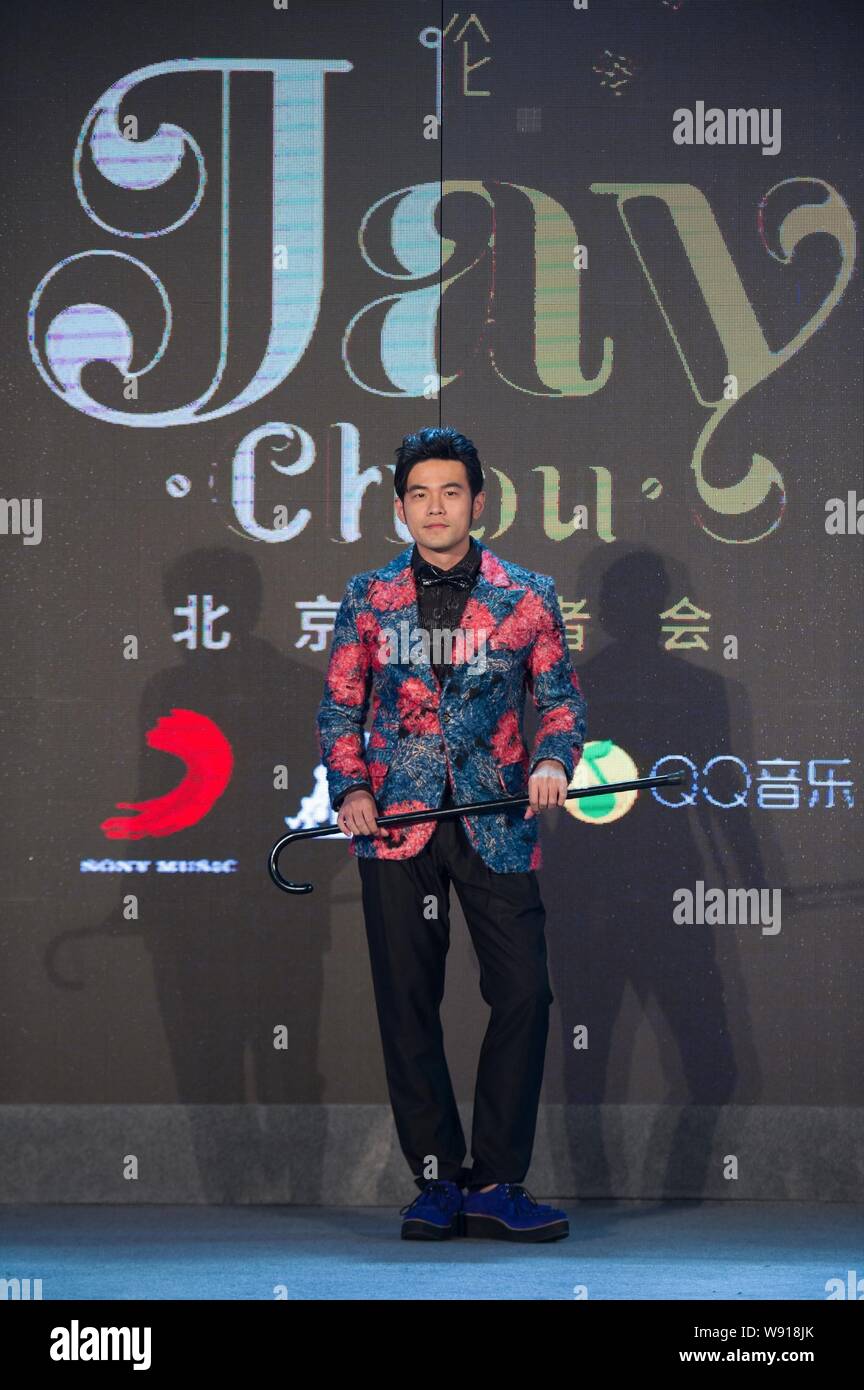 Taiwanese singer Jay Chou poses during a press conference for his new ...
