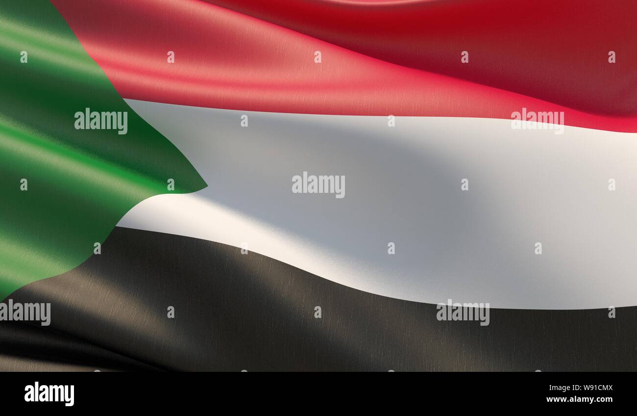 High resolution close-up flag of Sudan. 3D illustration Stock Photo - Alamy