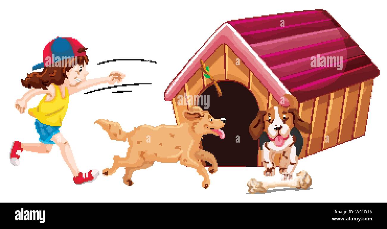 Children with animals on isolated background illustration Stock Vector ...