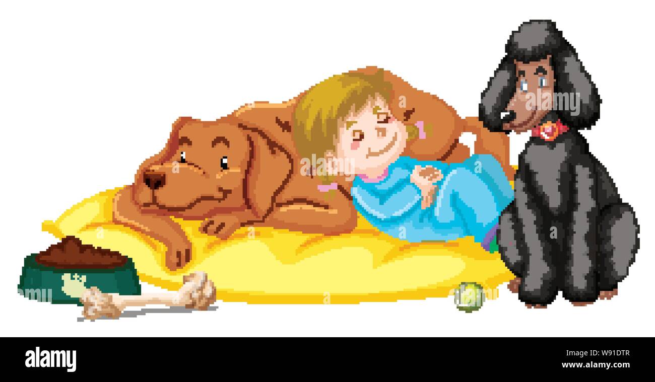 Children with animals on isolated background illustration Stock Vector ...