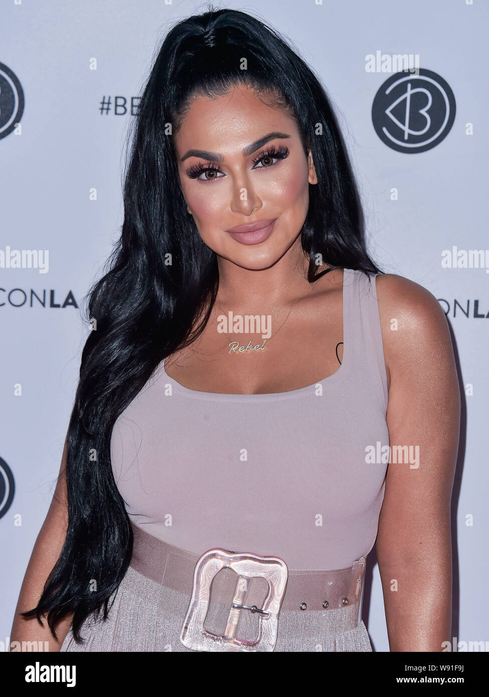 Los Angeles, United States. 11th Aug, 2019. LOS ANGELES, CALIFORNIA, USA - AUGUST 11: Huda Kattan arrives at the Beautycon Festival Los Angeles 2019 - Day 2 held at the Los Angeles Convention Center on August 11, 2019 in Los Angeles, California, United States. ( Credit: Image Press Agency/Alamy Live News Stock Photo
