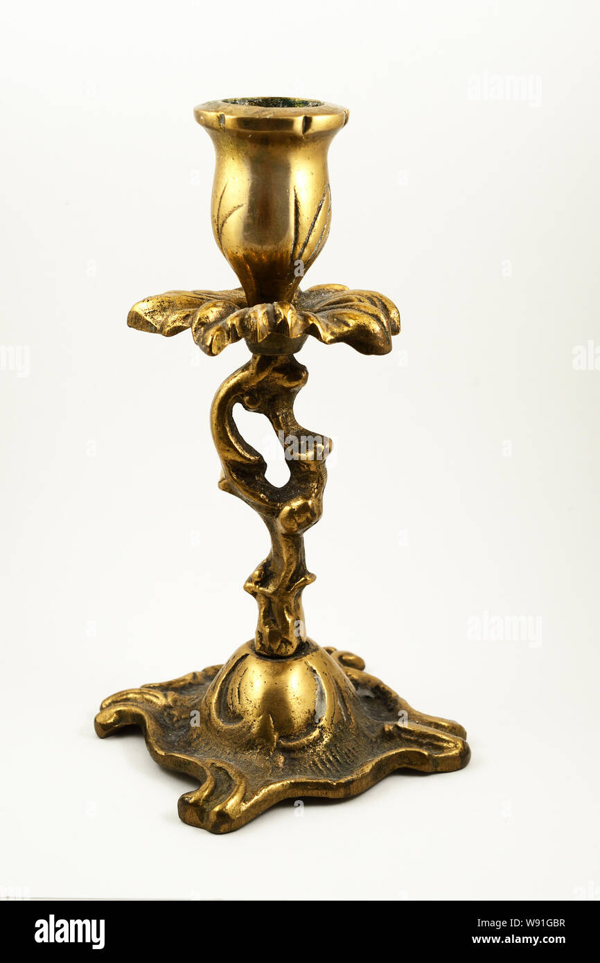 vintage metal candle holder on a white background Stock Photo Alamy