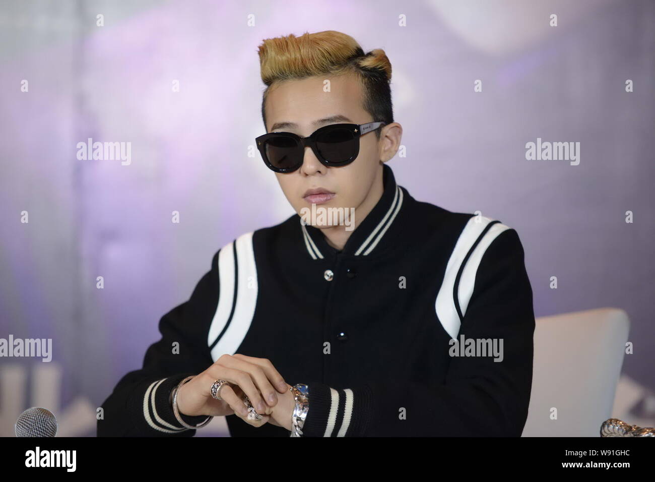 Korean Singer G Dragon Better Known As Gd Of The Korean Pop Group Bigbang Reacts During A Press Conference For His Solo Concert One Of A Kind In Be Stock Photo Alamy