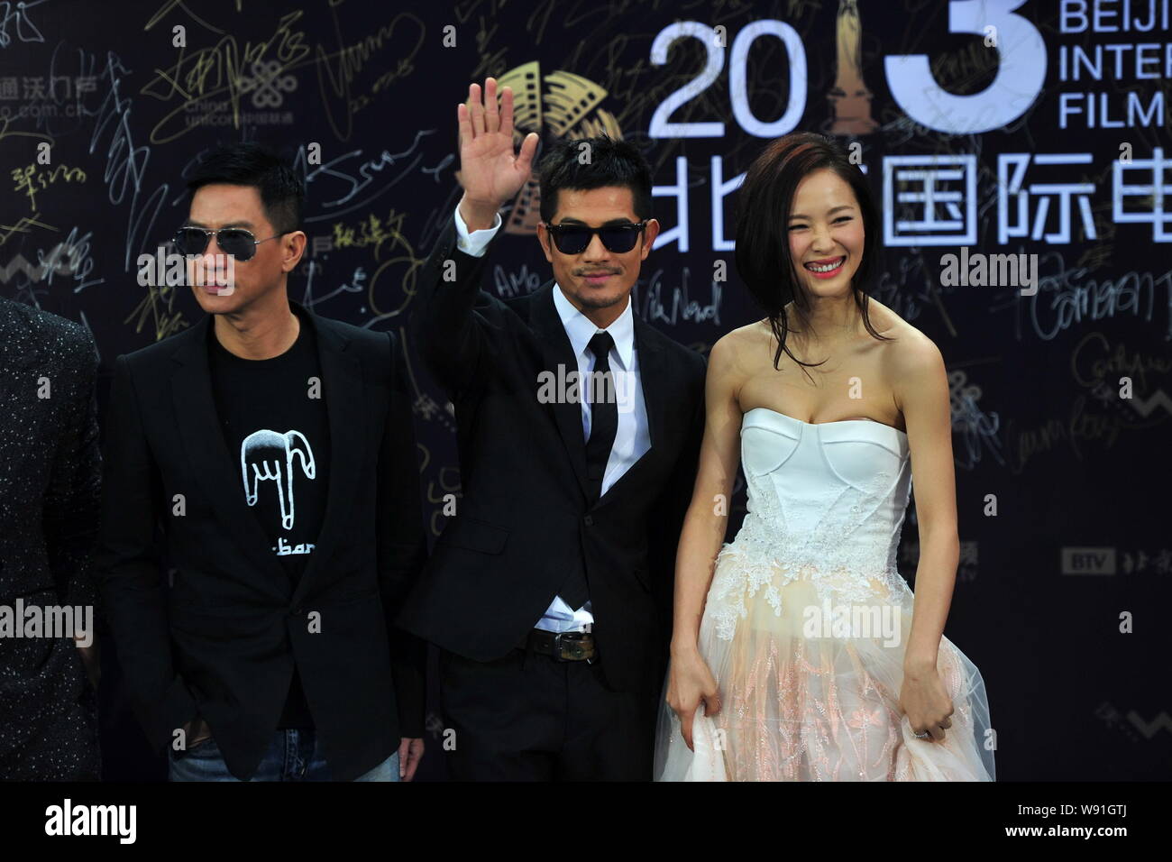 (From left) Hong Kong actors Nick Cheung and Aaron Kwok, Chinese