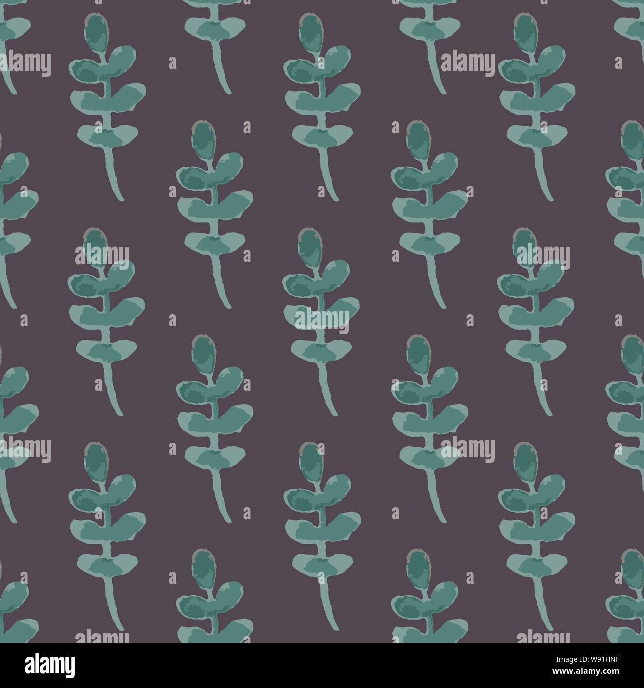 Vector pattern of watercolor green leaves on dark blue background Stock ...