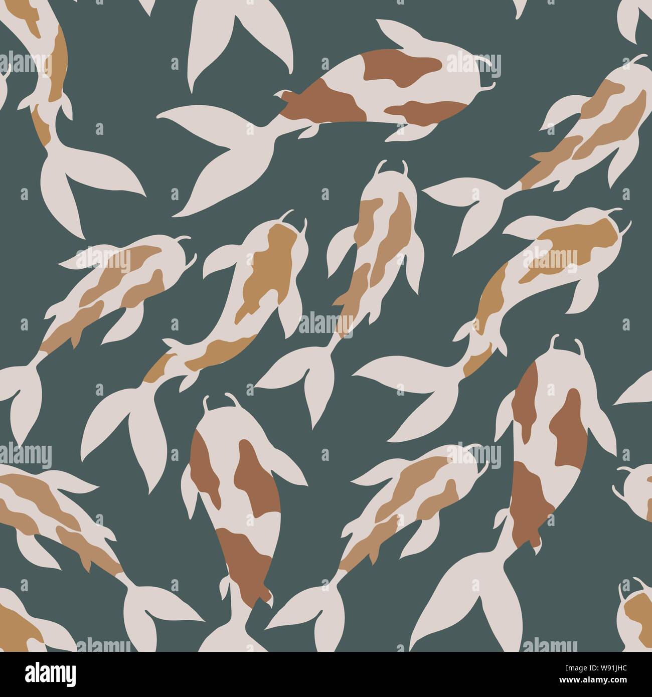 Veсtor seamless pattern with karps Koi on dark blue background Stock ...