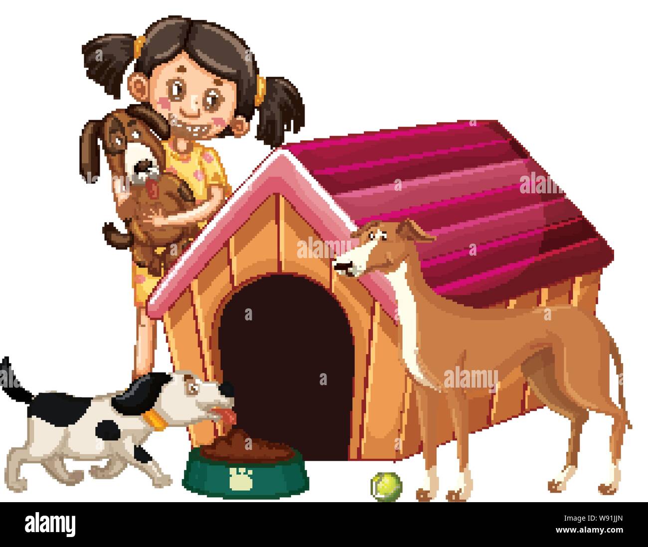 Children with animals on isolated background illustration Stock Vector ...