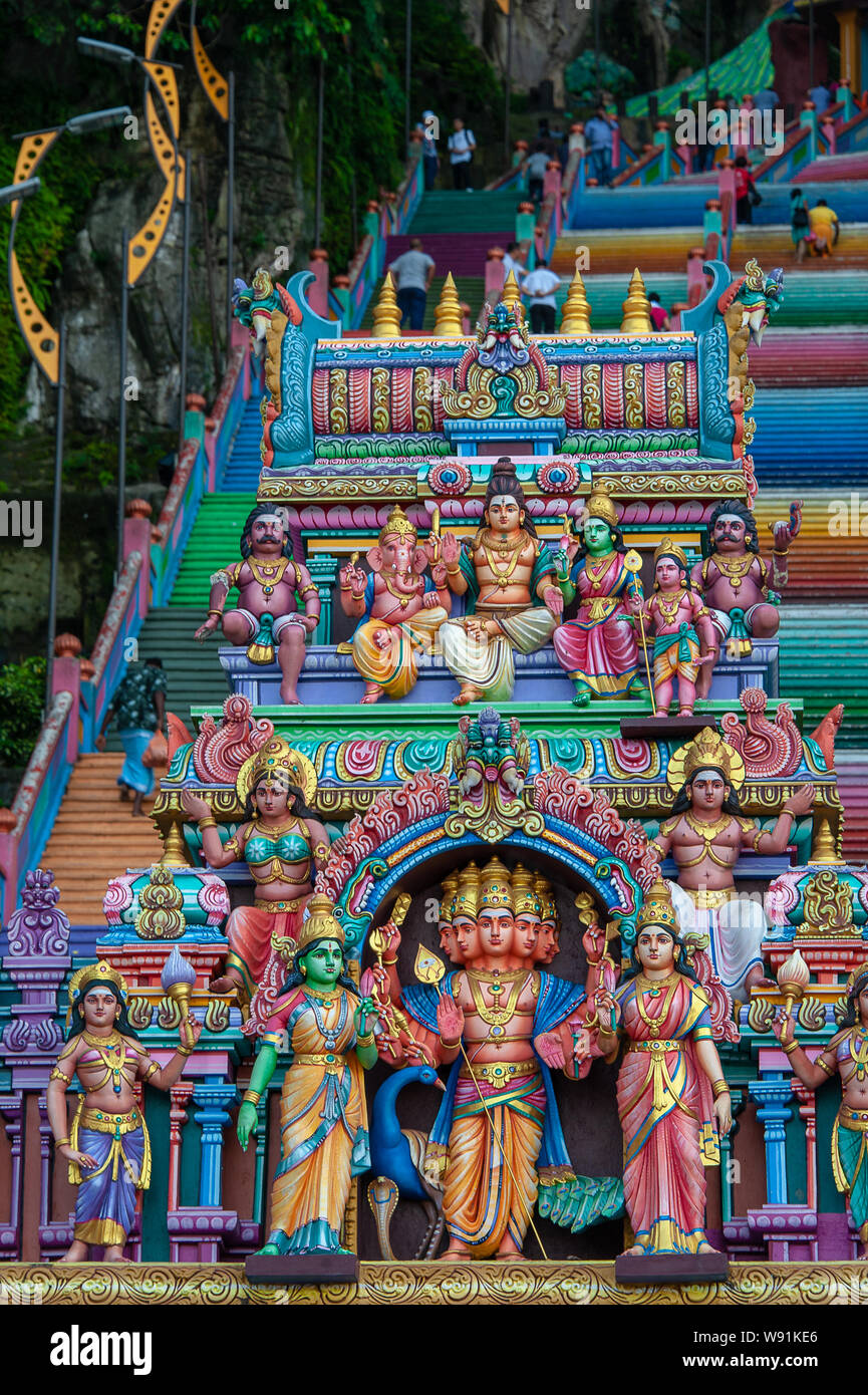 Colourful Hindu statues at the Batu Caves, Kuala Lumpur, Malaysia Stock Photo