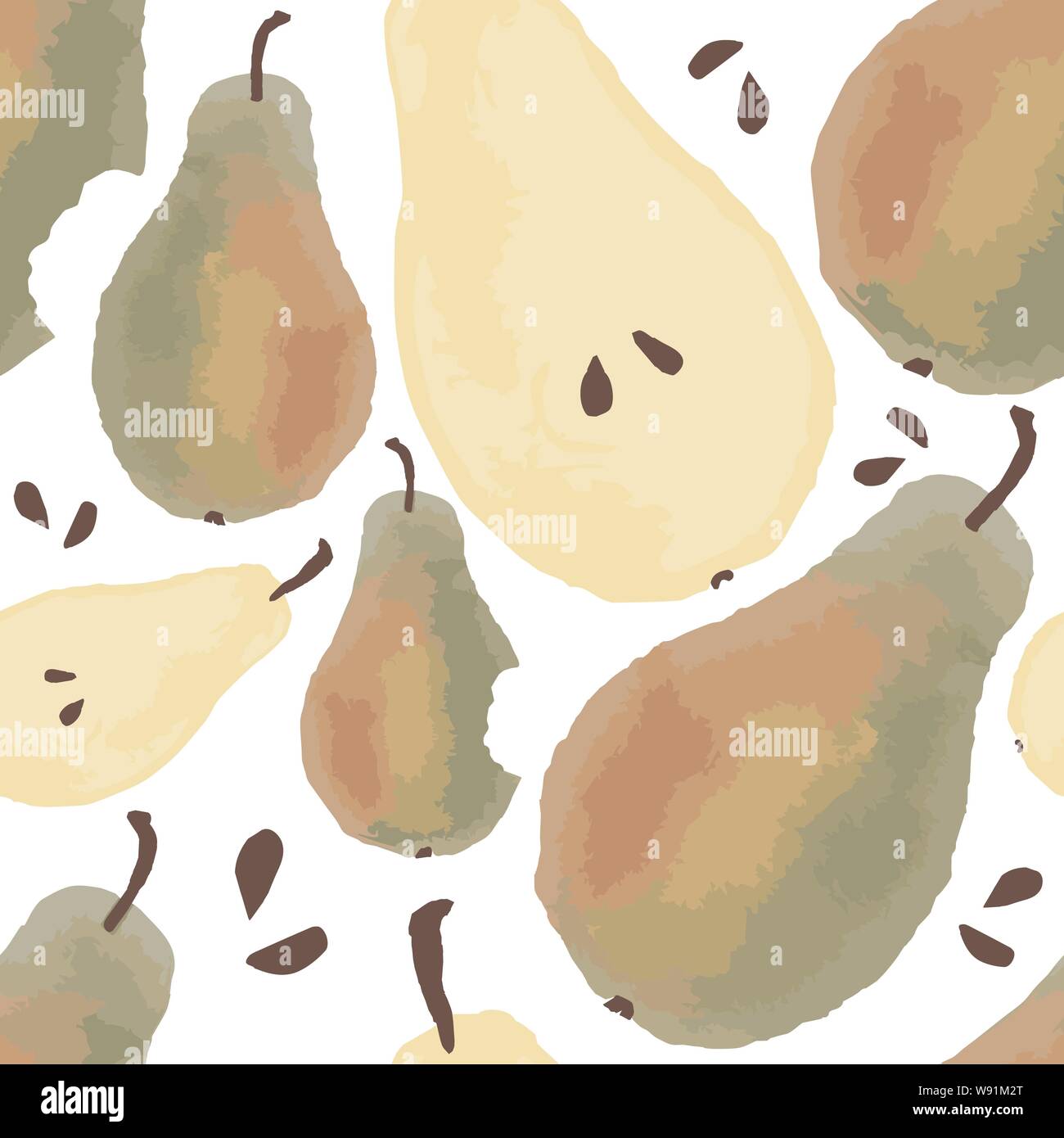 Vector seamless pattern with pears on white background Stock Vector ...