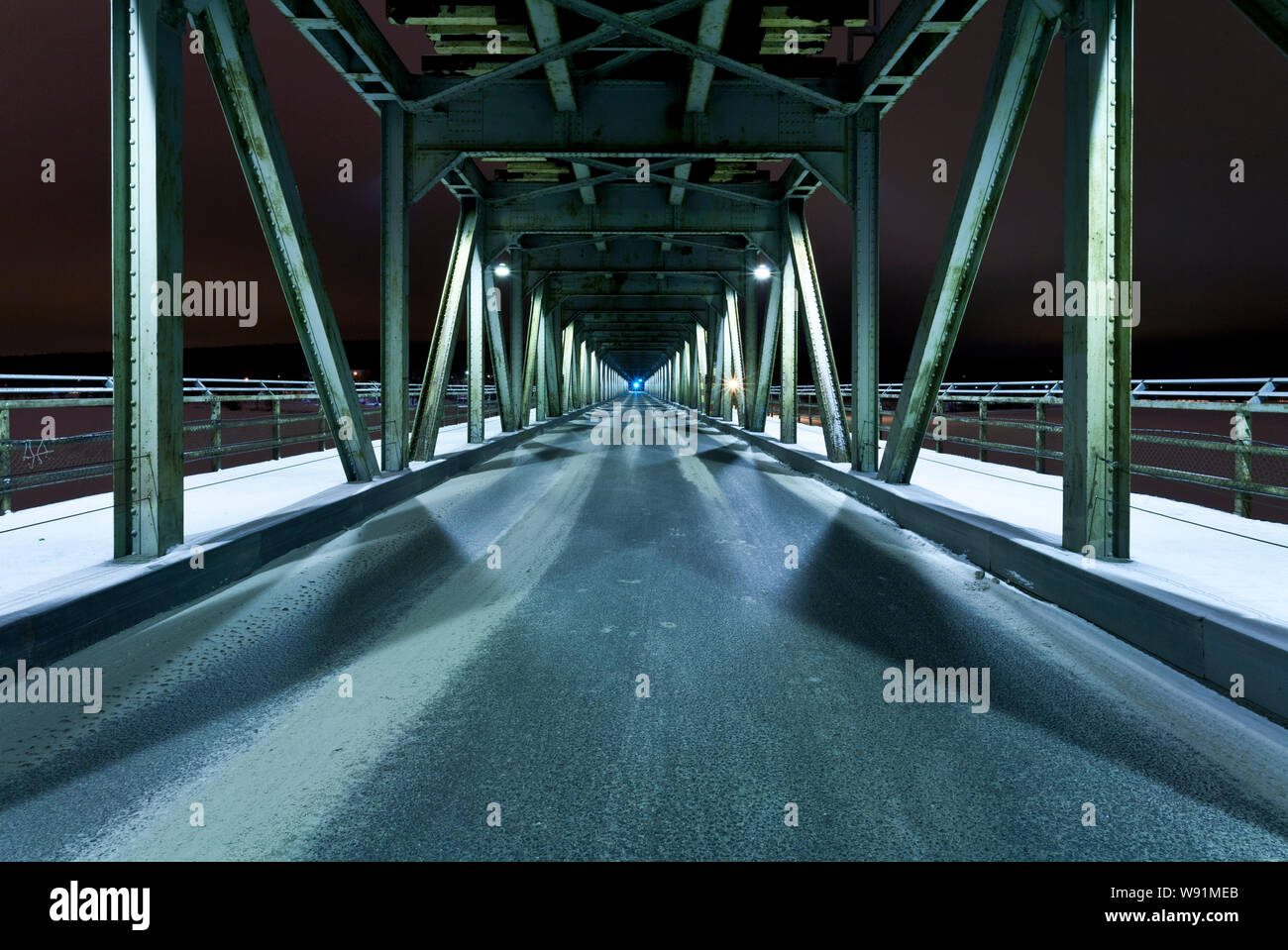 Frozen steel road bridge in Rovaniemi, Finland Stock Photo