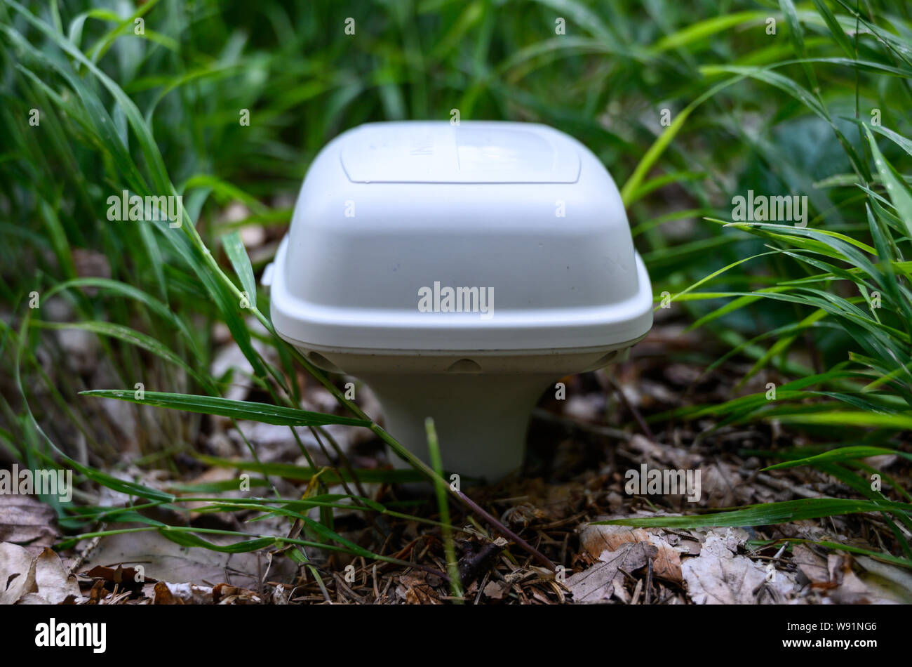 Wittmar Germany 08th Aug 19 A Seismographic Sensor Used To Measure The Soil Structure Around The Asse 2 Repository Is Stuck In The Soil Around 6500 Explosive Charges Are To Be Distributed