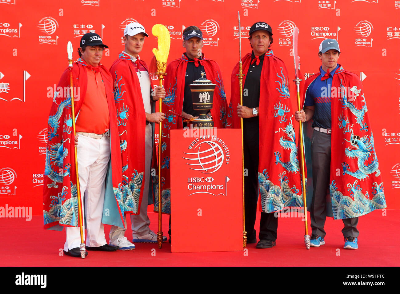 (From left) Jason Dufner of the United States, Justin Rose of England, Ian Poulter of England, Phil Mickelson of the United States and Rory McIlroy of Stock Photo