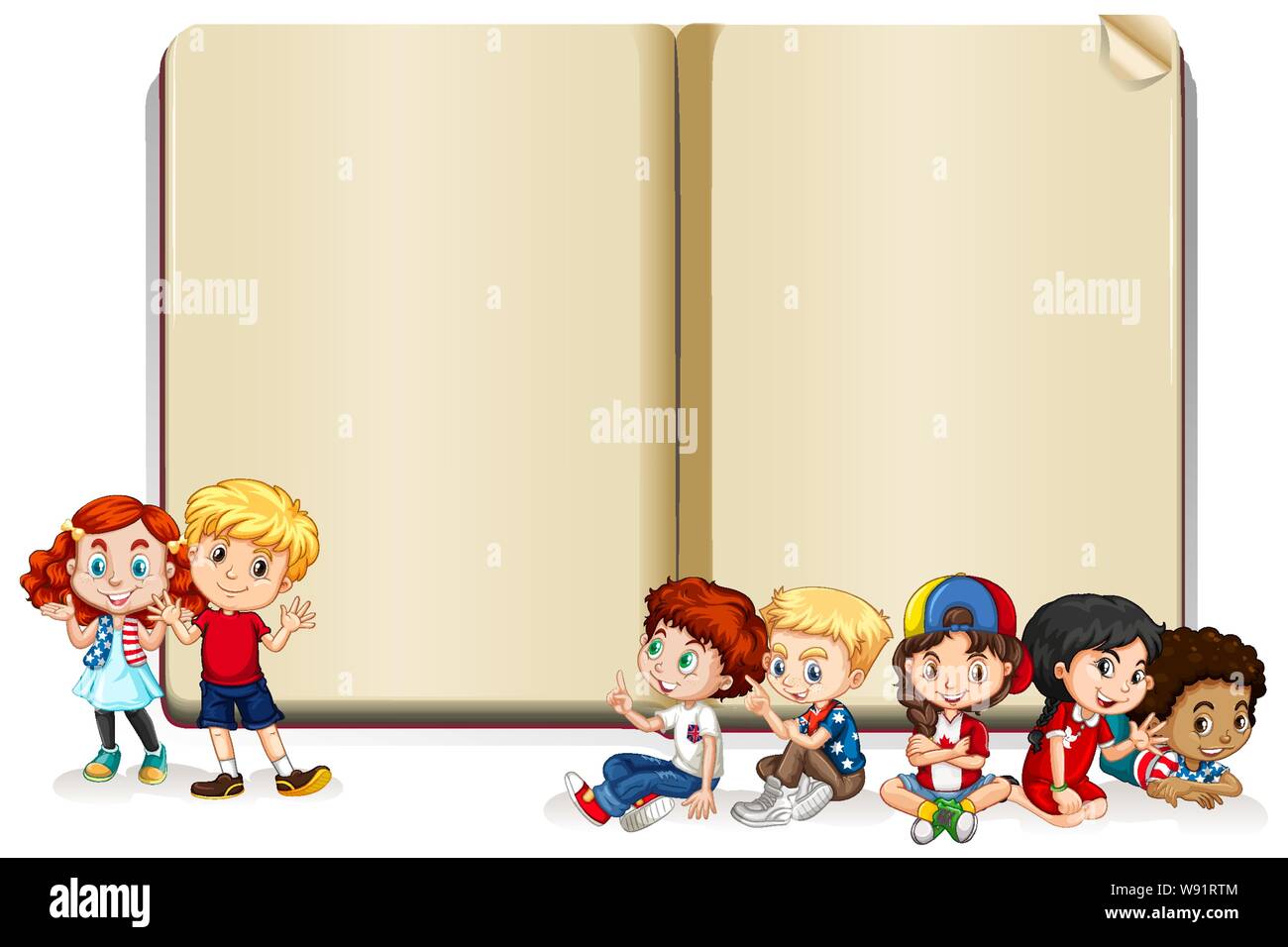 Blank banner design with happy kids illustration Stock Vector Image & Art -  Alamy