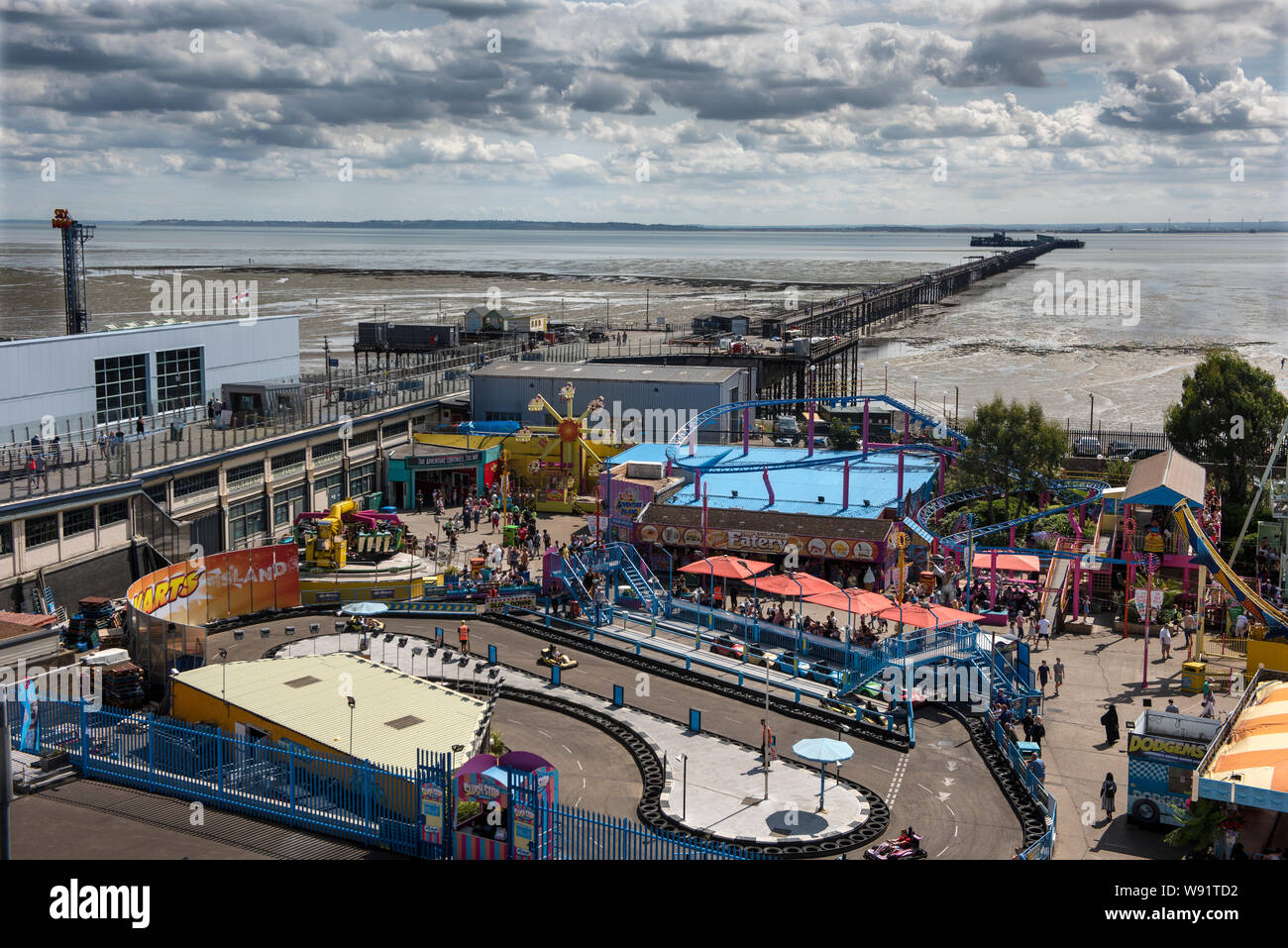 Southend on Sea Essex England UK 8 August 2019 Southend lies at the estuary of the River Thames in south Essex, England UK. A popular seaside resort f Stock Photo