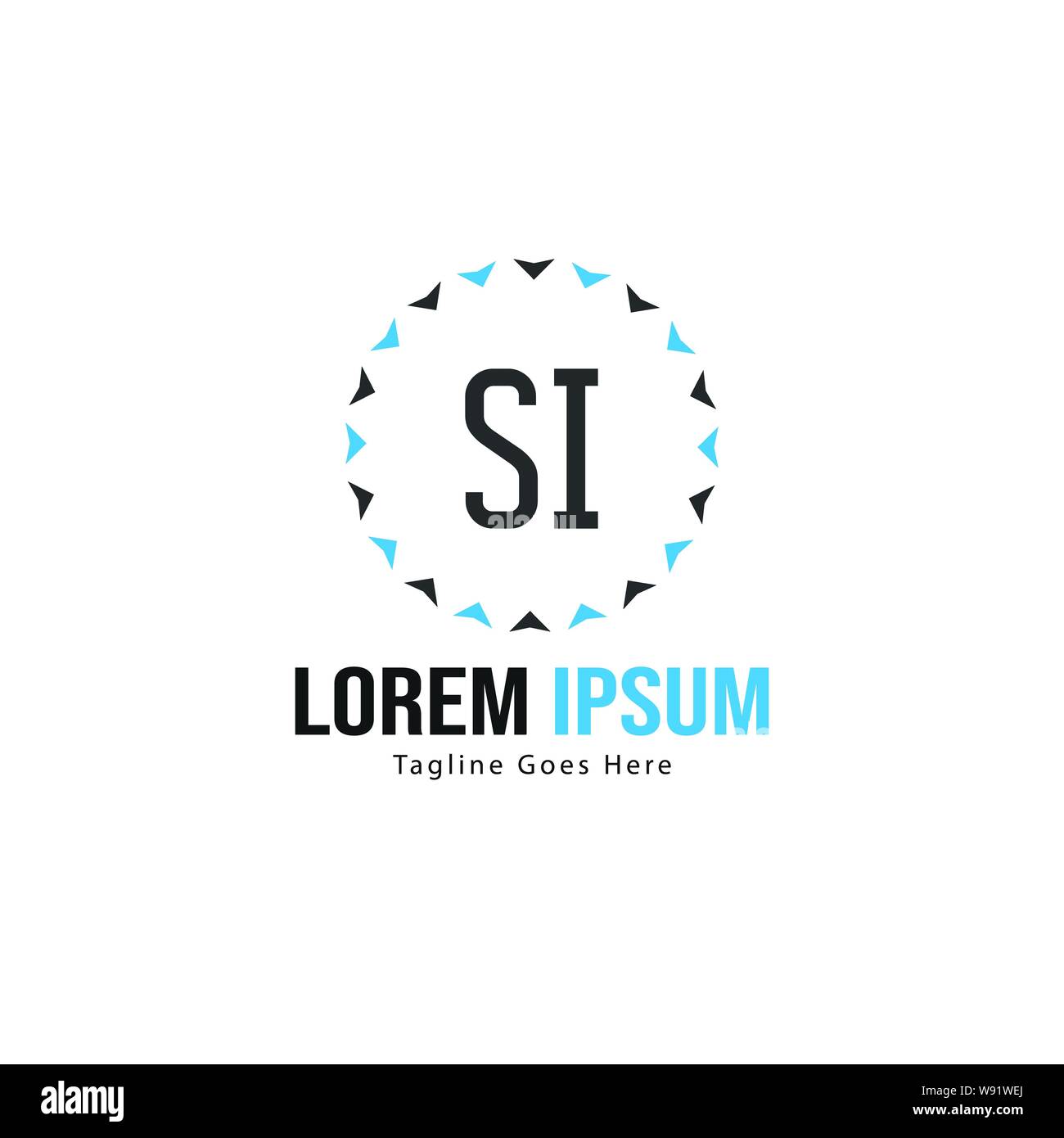 Initial SI logo template with modern frame. Minimalist SI letter logo ...