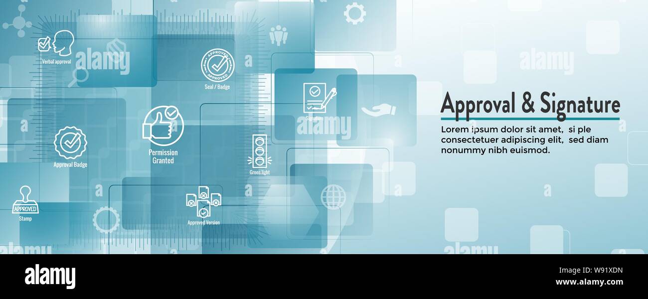 Approval and Signature Icon Set & Web Header Banner Stock Vector Image ...