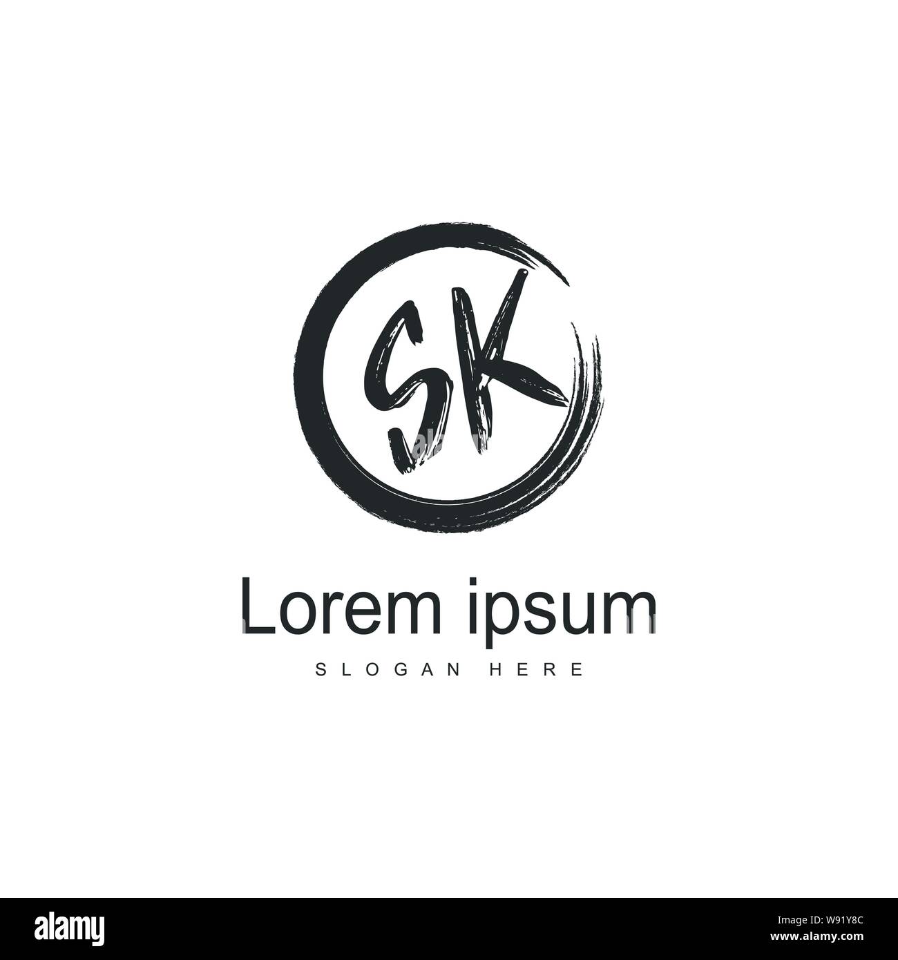 Initial SK logo template with modern frame. Minimalist SK letter logo ...