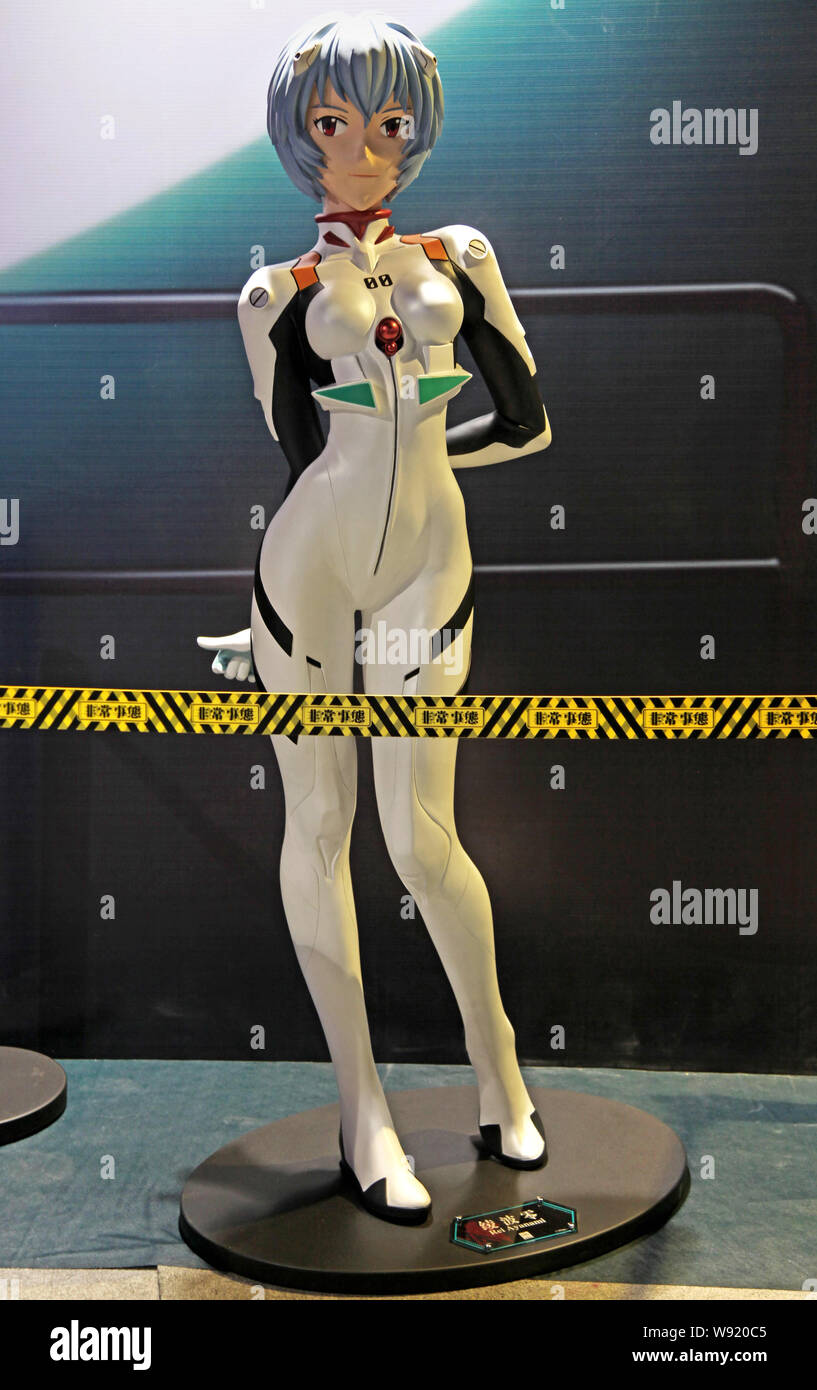 A life-size model of Rei Ayanami, a fictional character from the Neon Genesis Evangelion anime series, is displayed during the EVA Expo at the Super B Stock Photo - Alamy A life-size model of Rei Ayanami, a fictional character from the Neon Genesis Evangelion anime series, is displayed during the EVA Expo at the Super B Stock Photo - Alamy