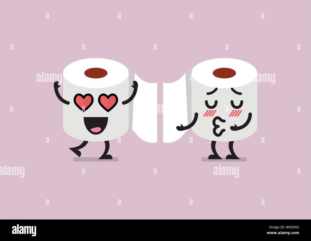 Couple tissue paper characters are kissing. vector illustration Stock Vector