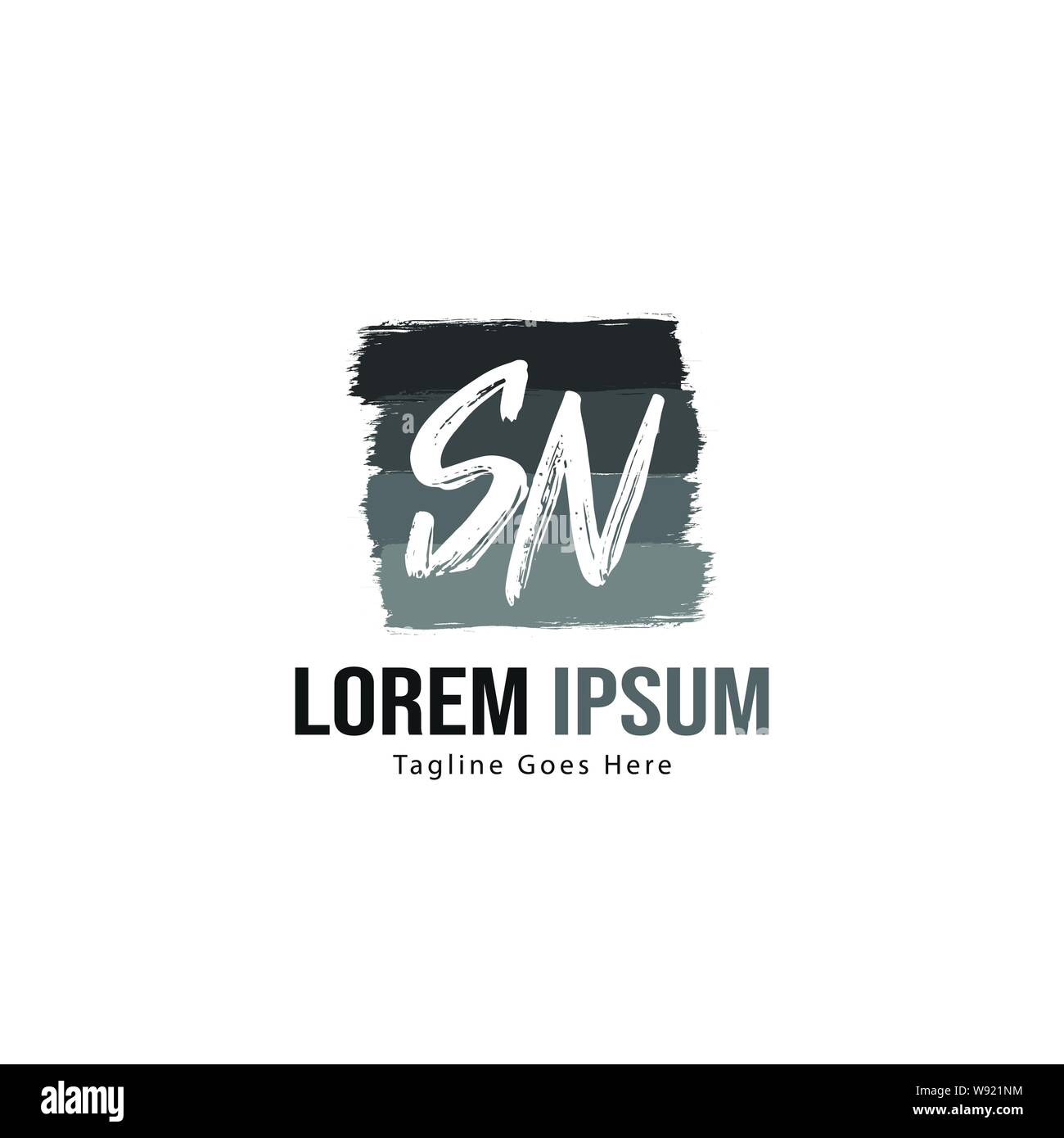 Initial SN logo template with modern frame. Minimalist SN letter logo ...