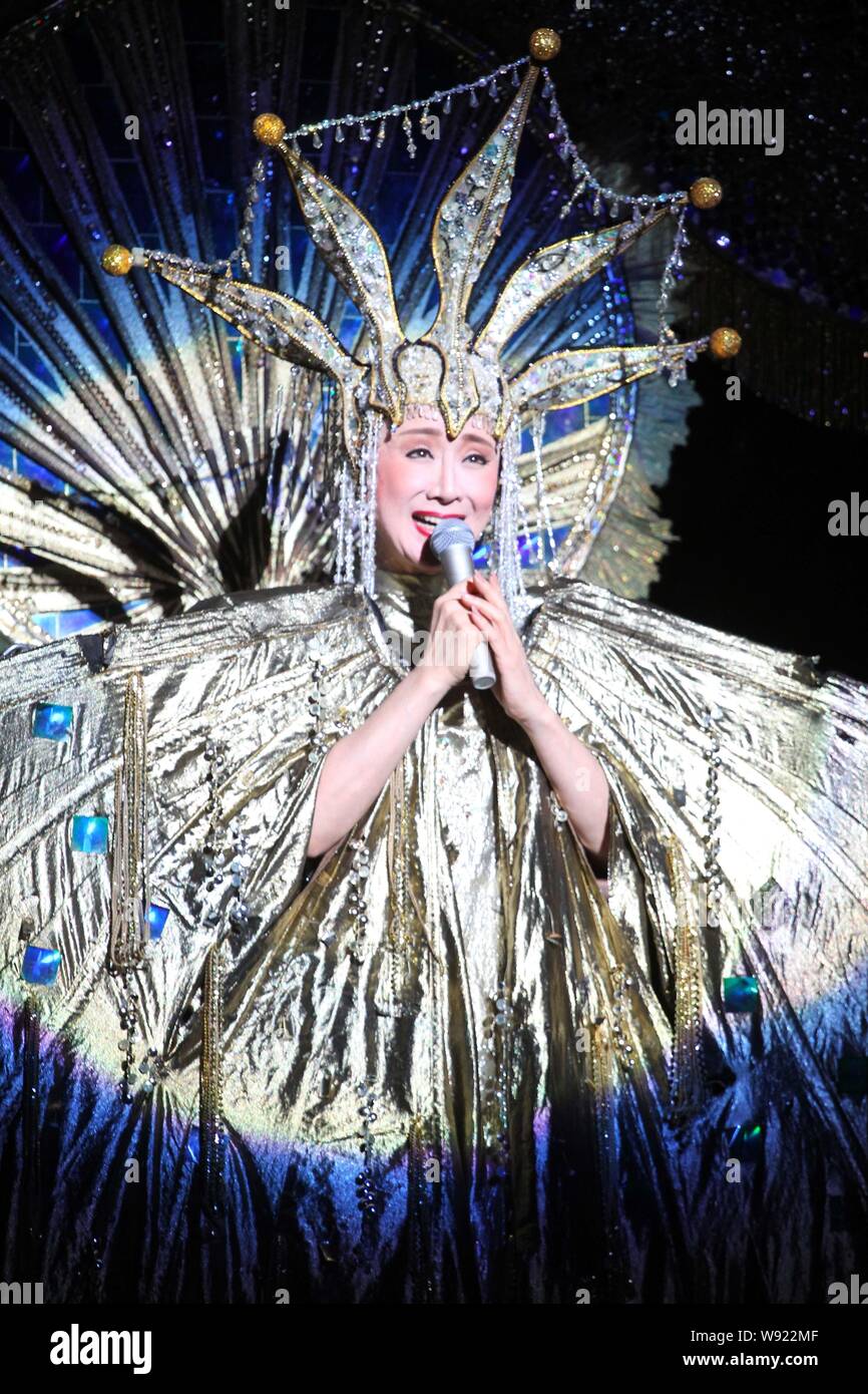 Japanese singer Sachiko Kobayashi performs during her concert in Taipei, Taiwan, 22 February 2013. Stock Photo