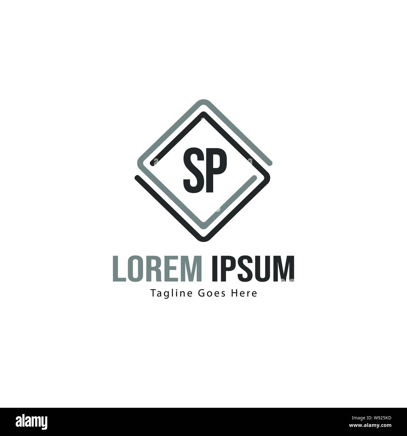 Initial SP logo template with modern frame. Minimalist SP letter logo ...