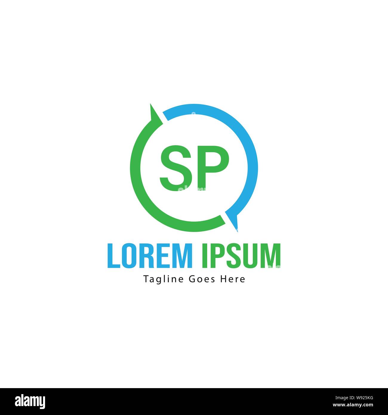 Initial Sp Logo Template With Modern Frame Minimalist Sp Letter Logo