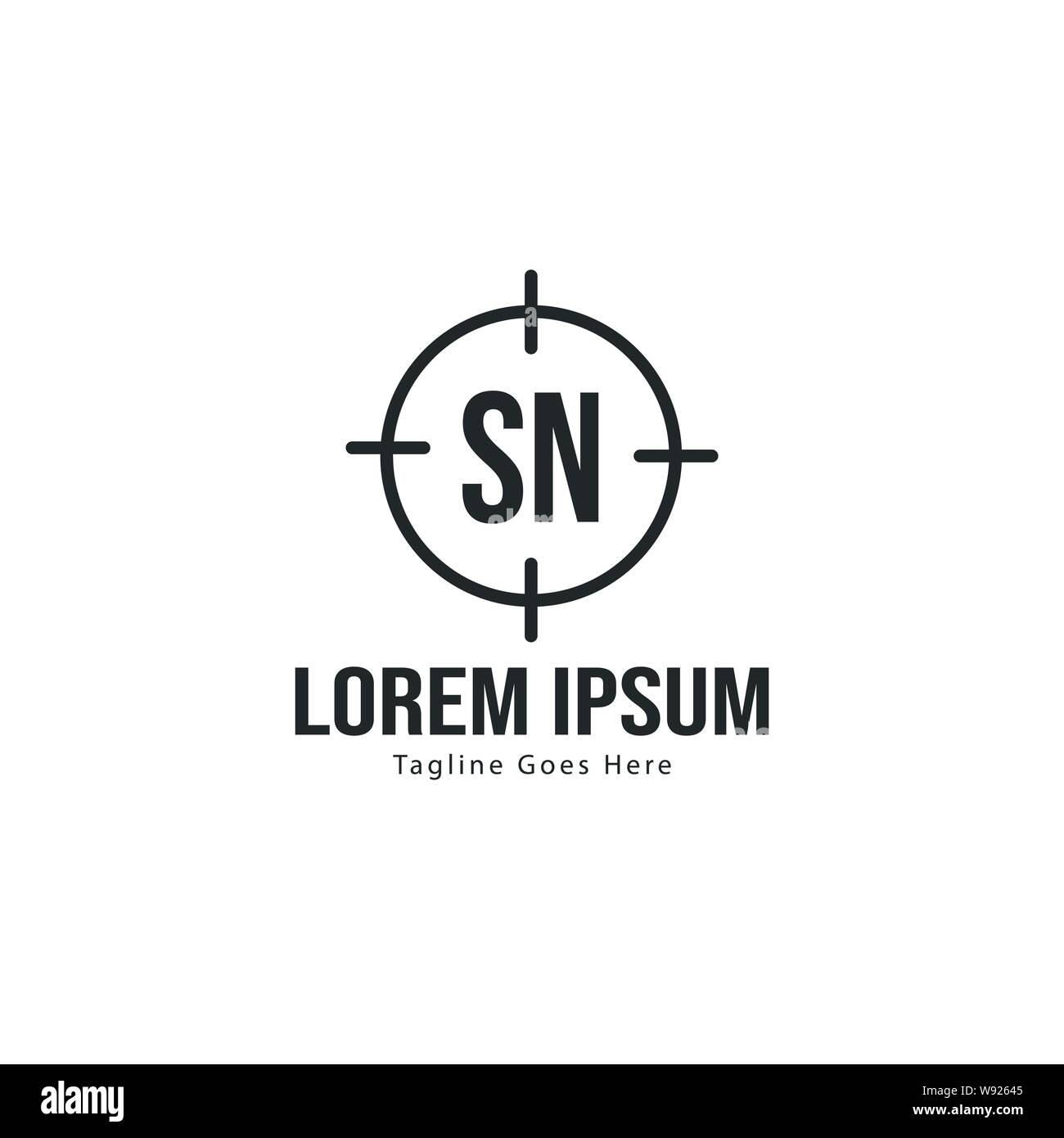 Initial SN logo template with modern frame. Minimalist SN letter logo ...