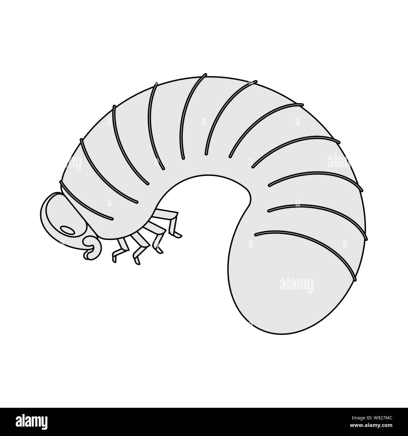 Beetle larva isolated. Bug caterpillar. Maggot vector illustration Stock Vector