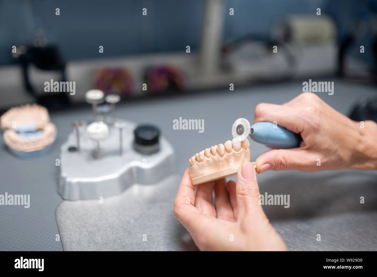 Dental technician preparing prosthesis for the patient Stock Photo Alamy