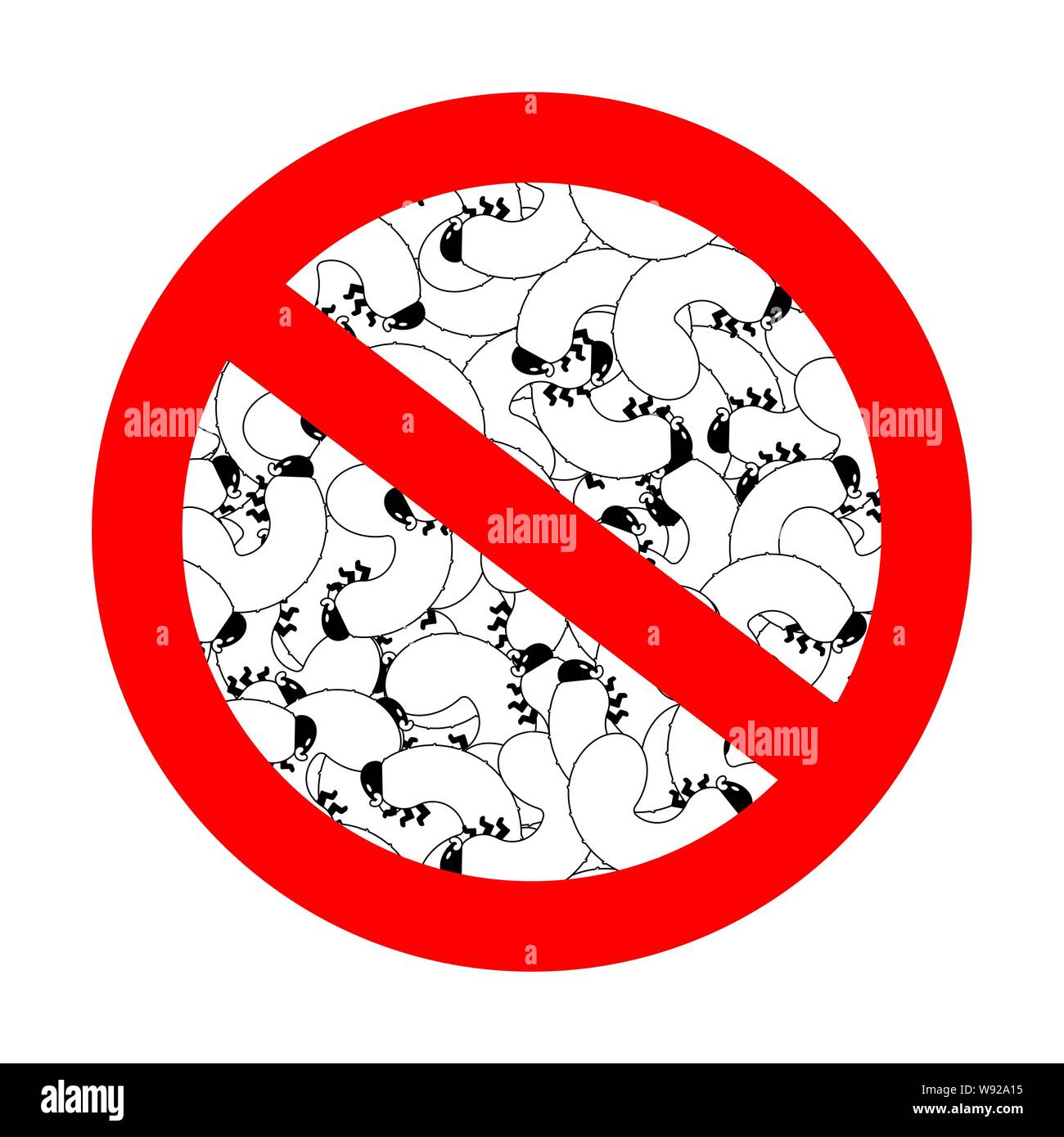 Stop Beetle larva. Ban Maggot. Red prohibition road sign Stock Vector