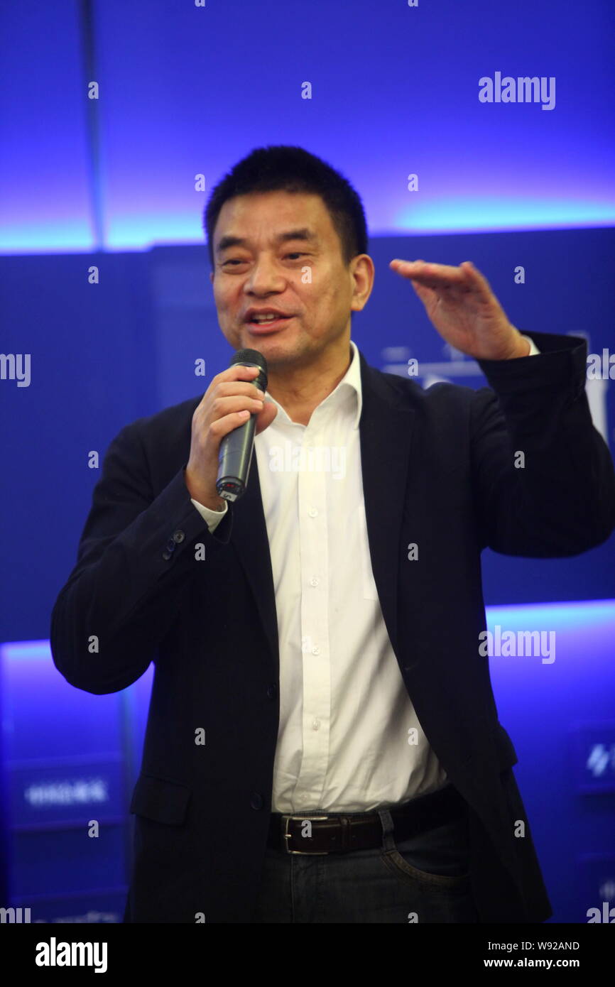 –FILE–Liu Yonghao, Chairman of New Hope Group, speaks at a meeting