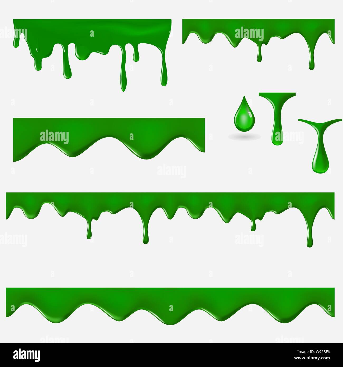 Green slime 3d vector set Stock Vector