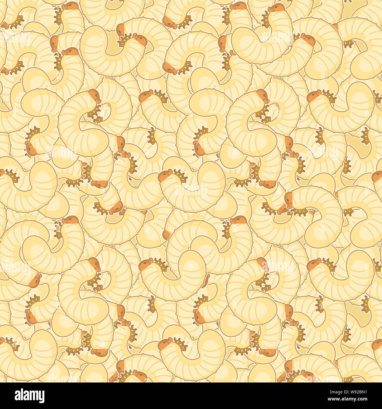 Maggot pattern seamless. Beetle larva background. Insect vector texture Stock Vector