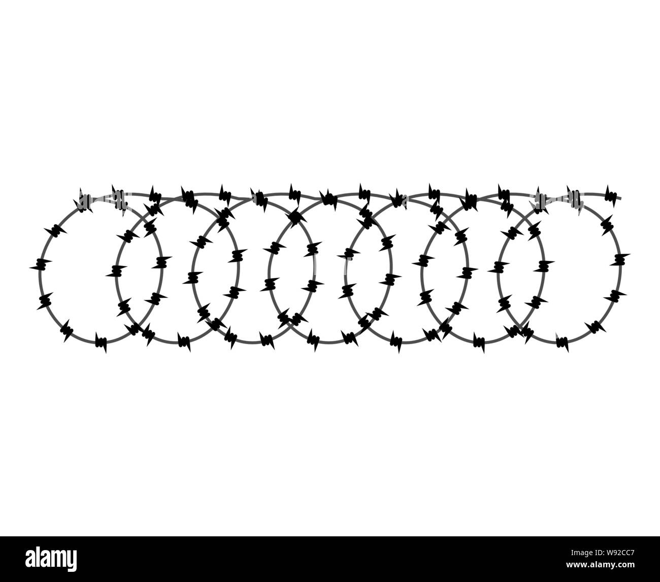 Barbed wire isolated. barbwire vector illustration. Protective fencing Stock Vector
