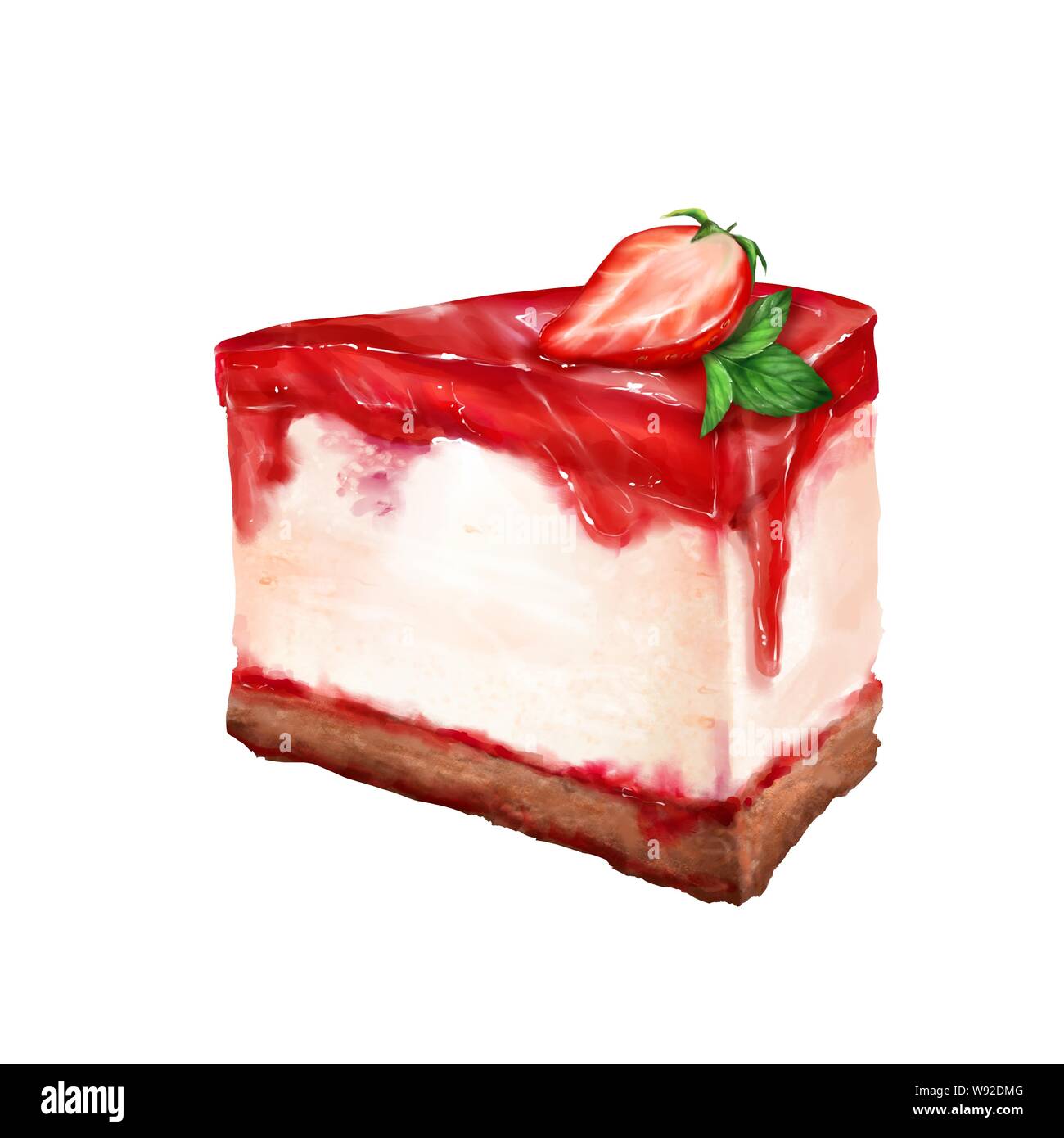 Strawberry cake isolated on white background Stock Photo - Alamy