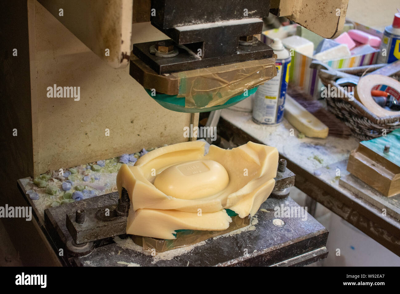 Artisanal soap manufacturing in Marseille, France (Savonnerie de la Licorne) Stock Photo