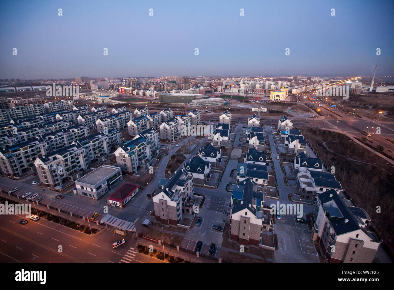 --FILE--View of new residential apartment buildings along nearly empty ...