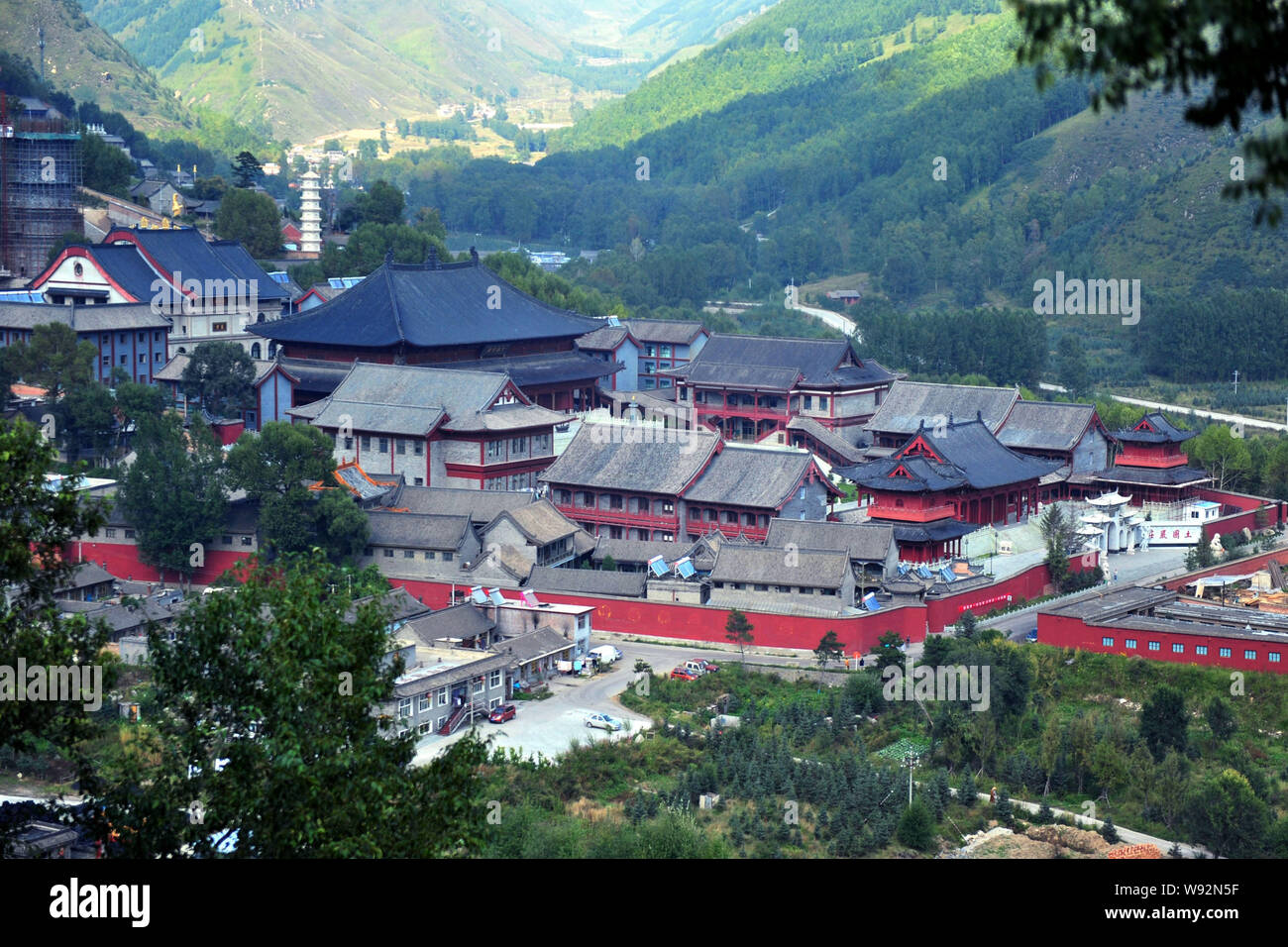 --FILE--View of Buddhist temples on Wutaishan Mountain (or Mount Wutai) in Wutai county, Xinzhou city, northwest Chinas Shanxi province, 17 September Stock Photo